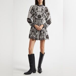 F Farm Rio Flower Leopards Long Sleeve Dress